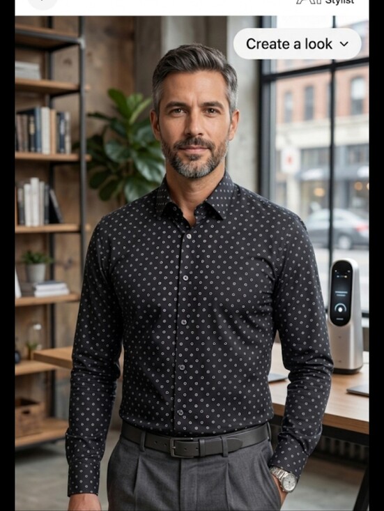 Bar III Other - Bar III  Black Button-Down Shirt with Small White Dot Pattern